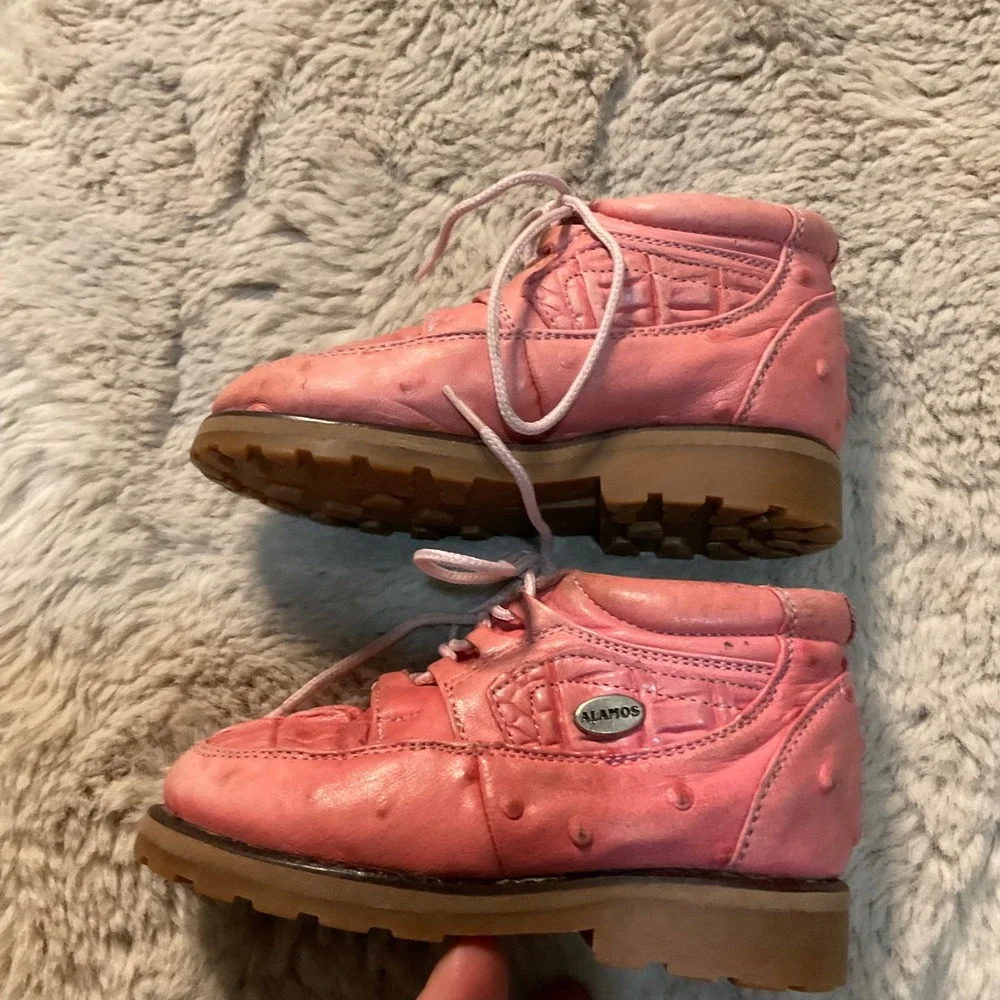 Alamos Leather Lace Up Chukka Boots Leather Pink Size 9 Toddler Western Cowgirl‎